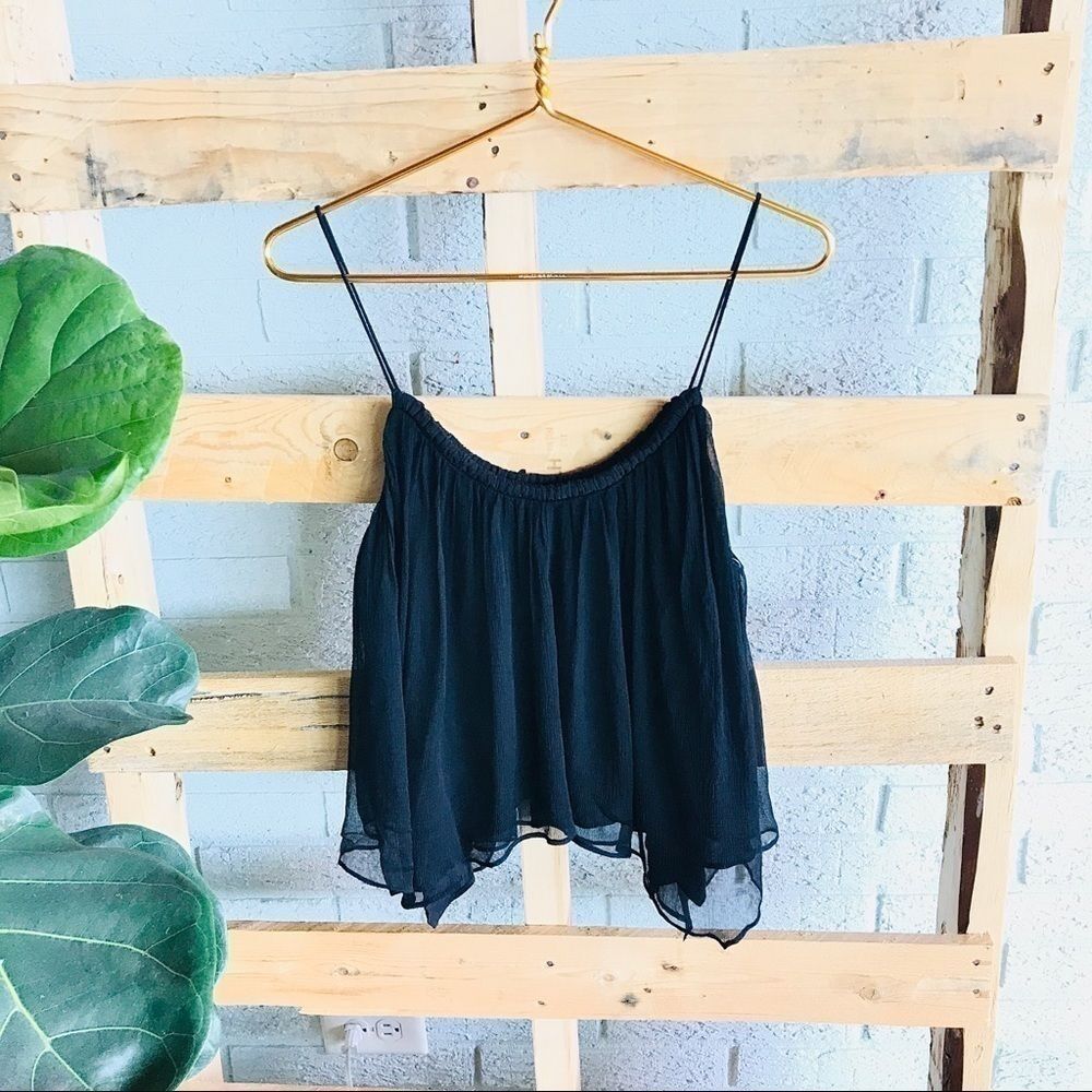 Anthro Ella Moss Classic Black Sheer Tank Top